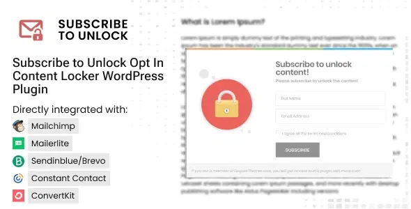 Subscribe to Unlock Opt In Content Locker WordPress Plugin