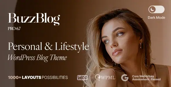 Buzz – Personal & Lifestyle WordPress Blog Theme with Dark Mode