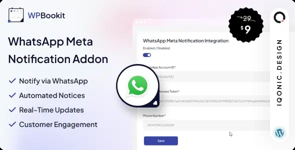 WPBookit – WhatsApp Notification (Addon)