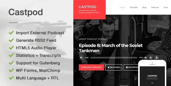 Castpod – A Professional WordPress Theme for Audio Podcasts