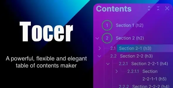 Tocer – table of contents maker WordPress plugin (formerly Fixed Toc)