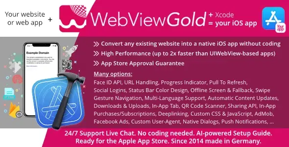 WebViewGold for iOS | Convert website to iOS app | No Code, Push, URL Handling & much more!